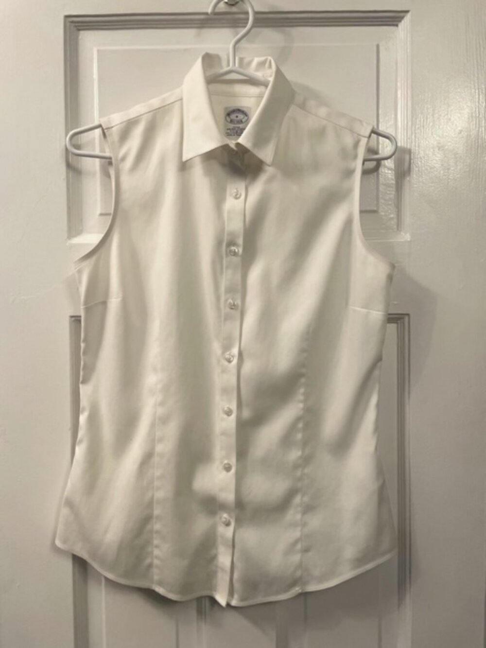 Brooks Brothers Women's Sleeveless Stretch Cotton Non-Iron Shirt White Size 0
